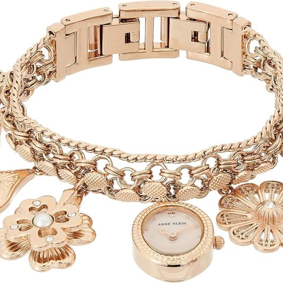 Jewelry - Women's Premium Crystal Accented Charm Bracelet Watch
